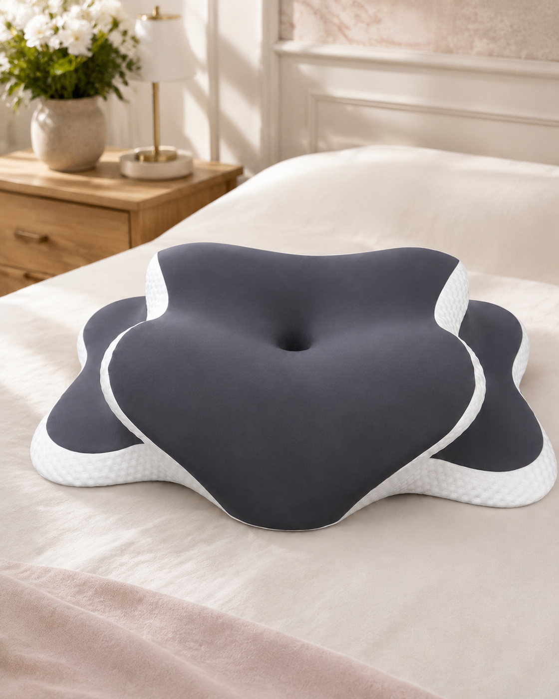 Oreiller cervical ergonomique — couleur Gris anthracite — mise en situation Safety Place